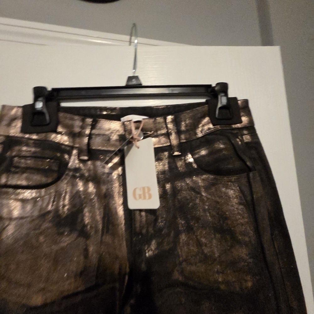 NWT- Gianni Bini Metallic Bronze High-Rise Pants - Picture 6 of 13